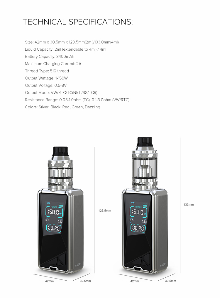 Eleaf Tessera with ELLO TS Kit Parameter Eleaf Tessera with ELLO TS Kit Parameter