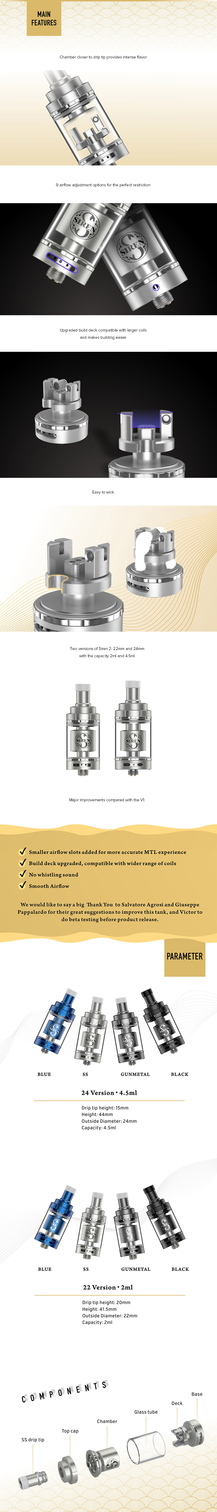 Digiflavor Siren 2 GTA MTL Tank Main Feature