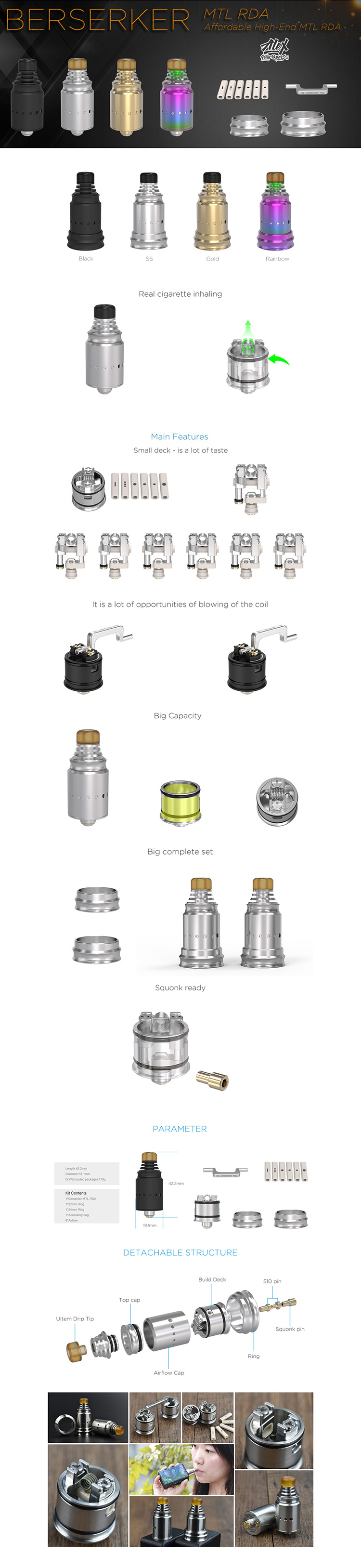 Vandyvape Berserker MTL RDA Tank Atomizer Elegomall Vandyvape Berserker MTL RDA Tank Atomizer Elegomall