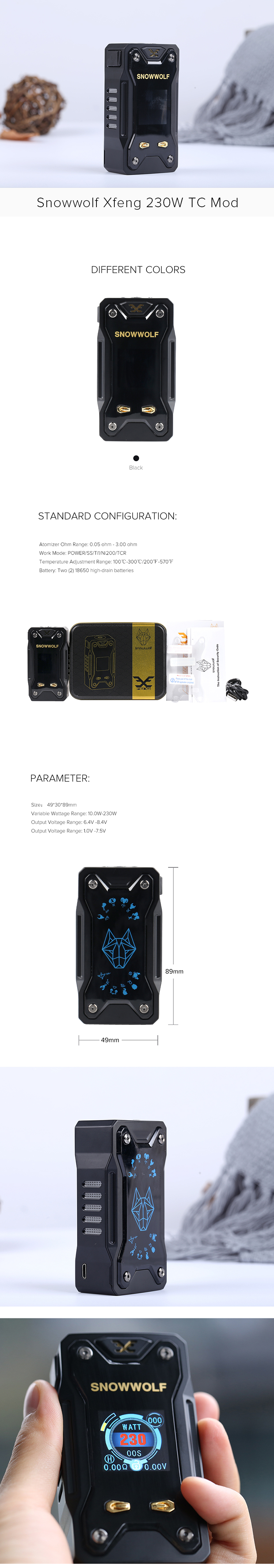 SnowWolf Xfeng 230W TC Mod SnowWolf Xfeng 230W TC Mod