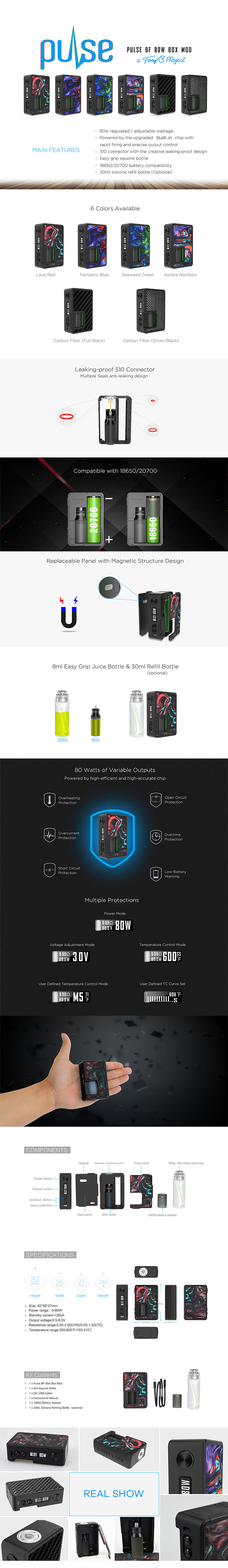 Vandy Vape Pulse BF 80W Box Mod Vandy Vape Pulse BF 80W Box Mod