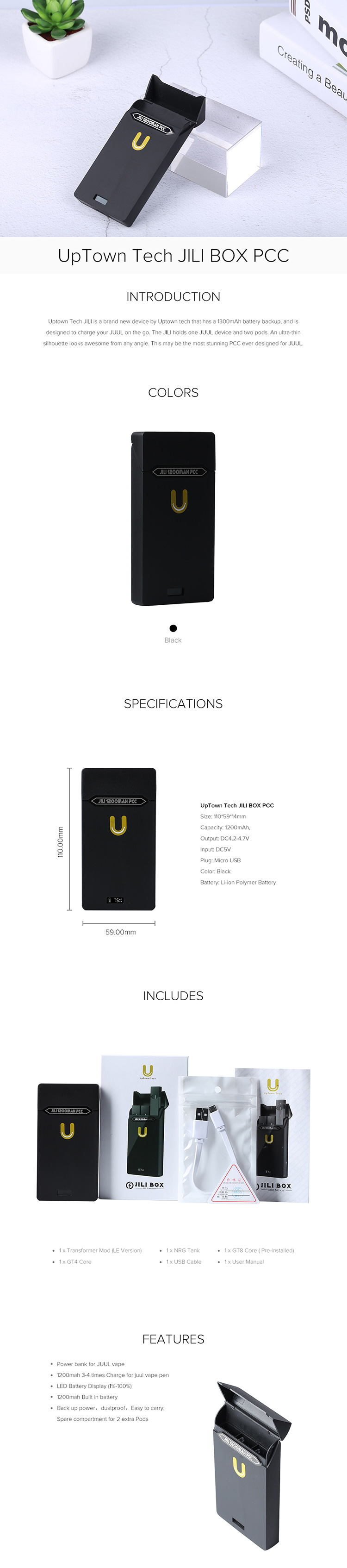 UpTown Tech JILI BOX PCC for JUUL Vape UpTown Tech JILI BOX PCC for JUUL Vape