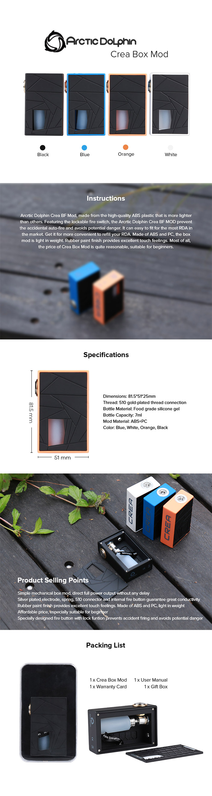  Arctic Dolphin Crea Squonk BF Mech Mod