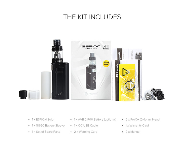 Joyetech Espion Solo Kit Packing List Joyetech Espion Solo Kit Packing List
