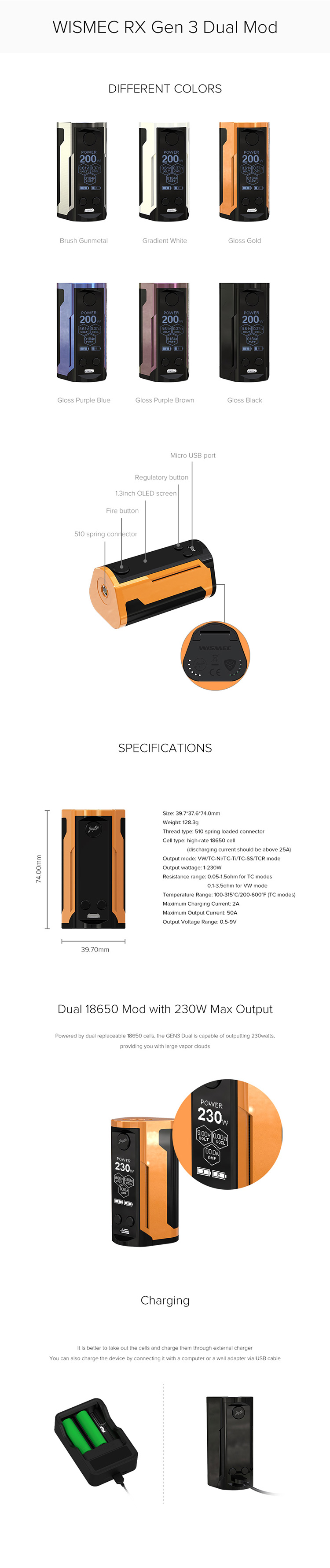 Wismec Reuleaux RX GEN3 Dual 230W Box Mod Wismec Reuleaux RX GEN3 Dual 230W Box Mod