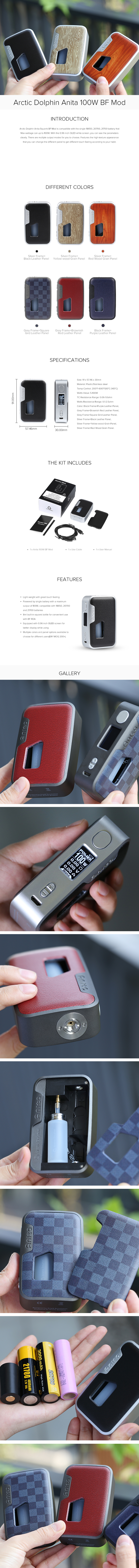 Arctic Dolphin Anita 100W Squonk BF TC Mod