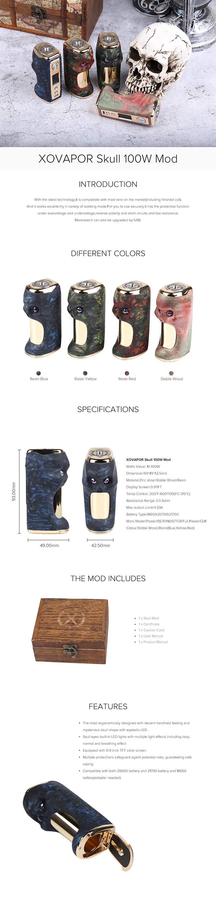 XOVAPOR Skull 100W Mod XOVAPOR Skull 100W Mod