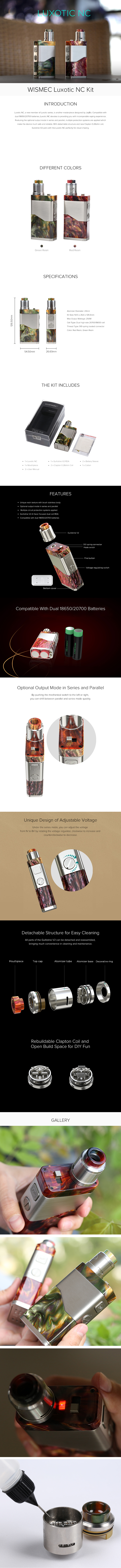 Wismec Luxotic NC 250W Dual 20700 Kit with Guillotine V2 RDA Wismec Luxotic NC 250W Dual 20700 Kit with Guillotine V2 RDA