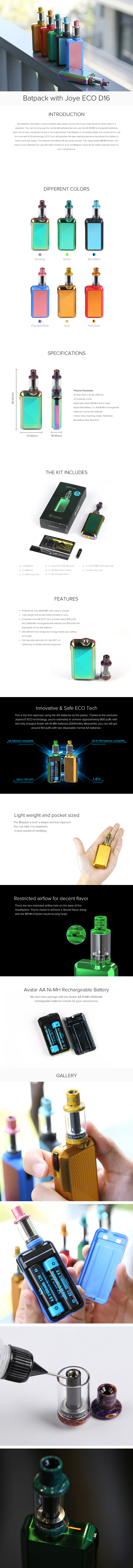 Joyetech Batpack with Joye ECO D16 Full Kit Joyetech Batpack with Joye ECO D16 Full Kit