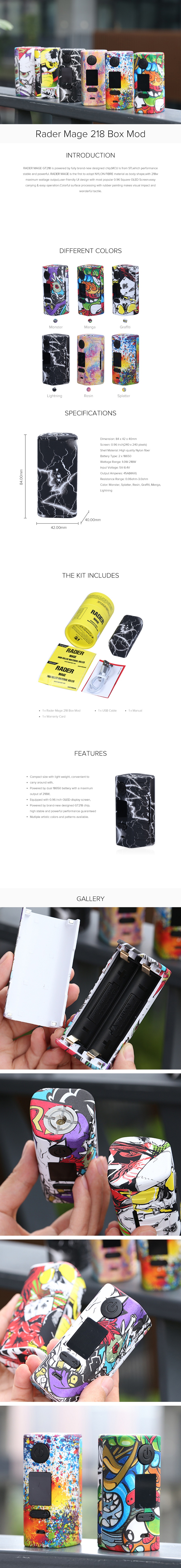 Hugo Vapor Rader Mage GT218 Box Mod