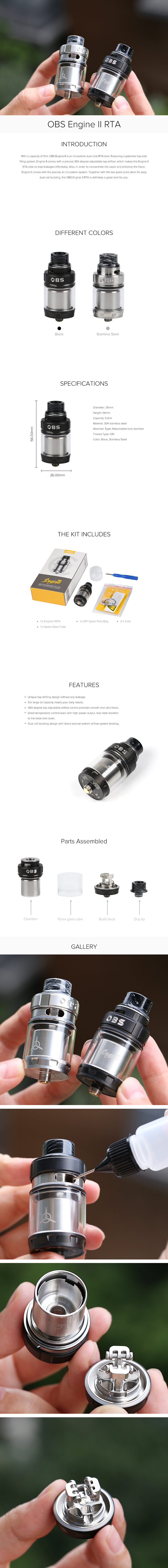 OBS Engine 2/II RTA Tank Atomizer OBS Engine 2/II RTA Tank Atomizer