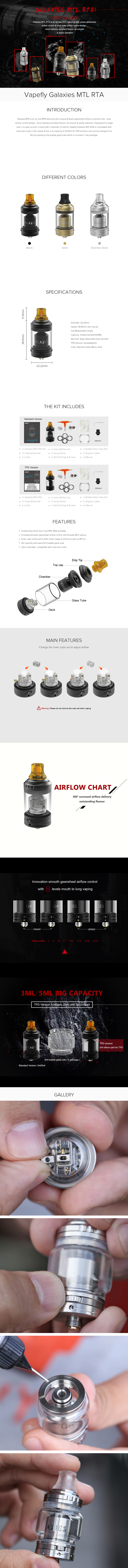 Vapefly Galaxies MTL RTA Tank Atomizer Vapefly Galaxies MTL RTA Tank Atomizer
