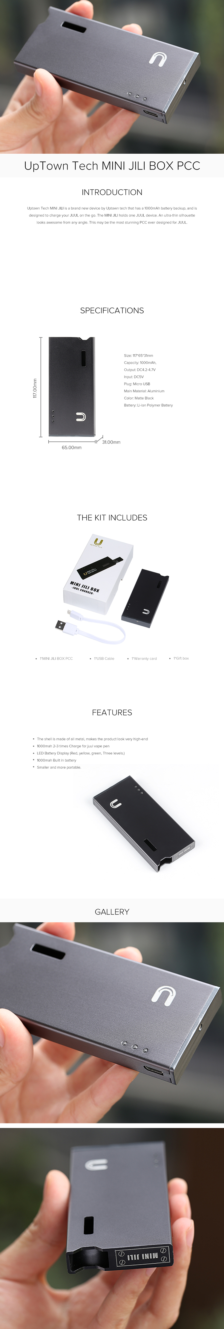 UpTown Tech Mini JILI BOX PCC for JUUL Vape UpTown Tech Mini JILI BOX PCC for JUUL Vape