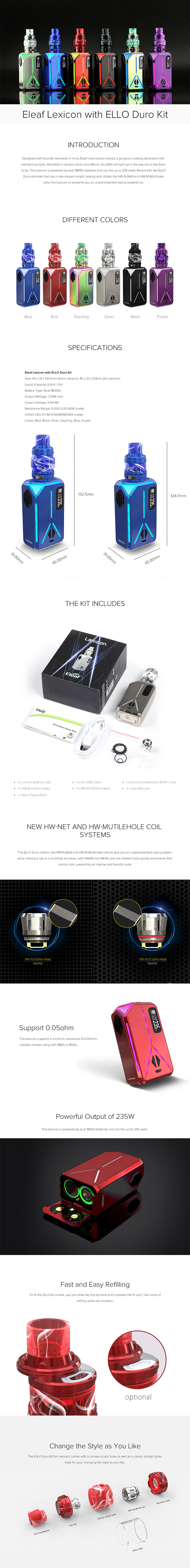 Eleaf Lexicon 235W Kit with ELLO Duro Elegomall Eleaf Lexicon 235W Kit with ELLO Duro Elegomall