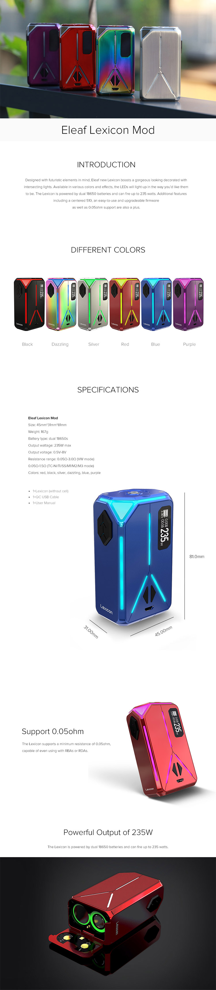 Eleaf Lexicon 235W Box Mod Elegomall Eleaf Lexicon 235W Box Mod Elegomall