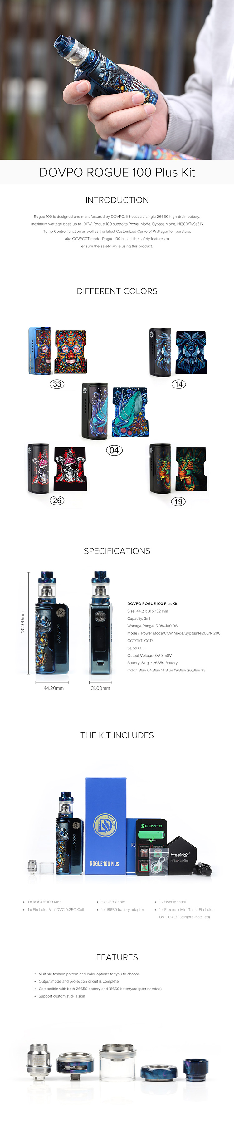 DOVPO ROGUE 100 Plus Box Kit Elegomall DOVPO ROGUE 100 Plus Box Kit Elegomall