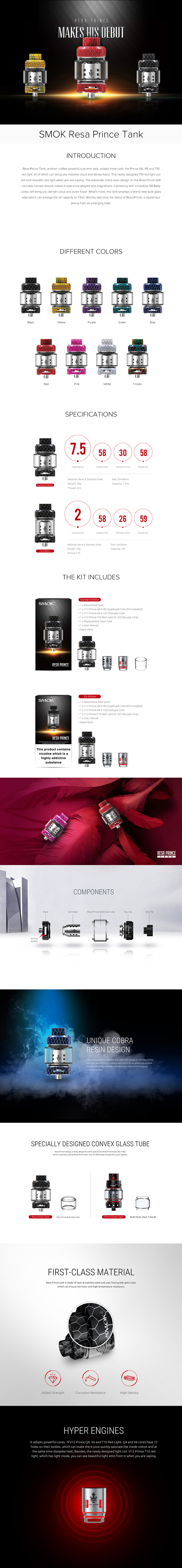 SMOK Resa Prince Sub Ohm Tank SMOK Resa Prince Sub Ohm Tank
