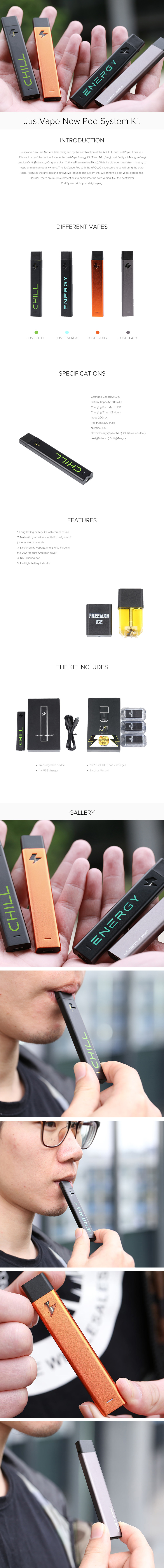 JustVape New Pod System Kit JustVape New Pod System Kit