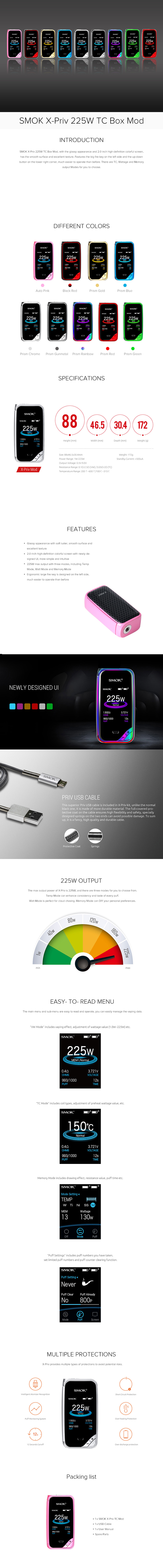 SMOK X-Priv 225W TC Box Mod SMOK X-Priv 225W TC Box Mod