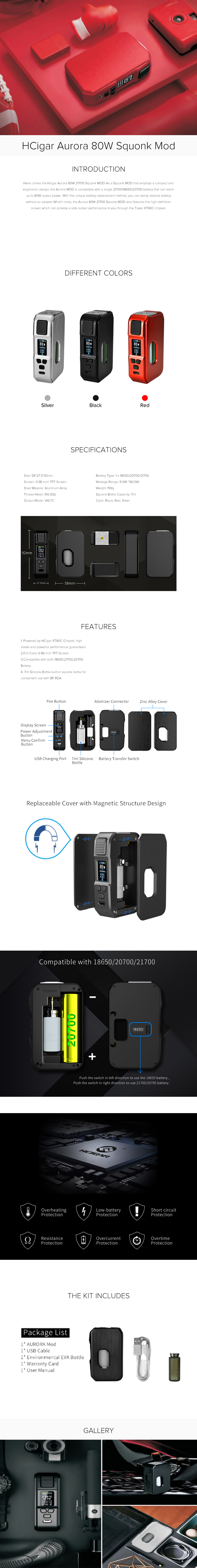 HCigar Aurora 80W Squonk Mod HCigar Aurora 80W Squonk Mod