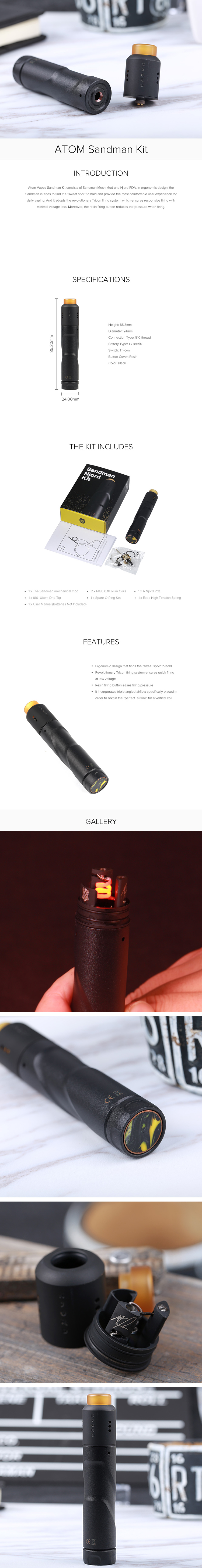 Atom Vapes Sandman Kit with Njord RDA Atom Vapes Sandman Kit with Njord RDA