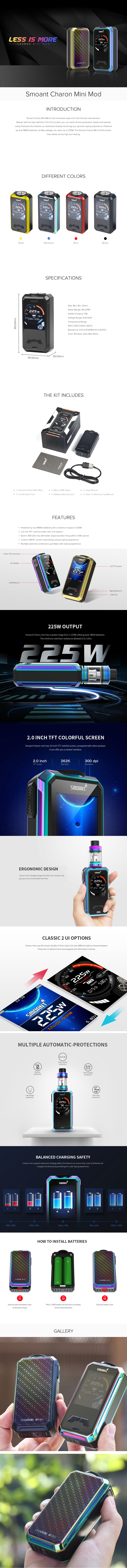 Smoant Charon Mini 225W TC Box Mod Smoant Charon Mini 225W TC Box Mod