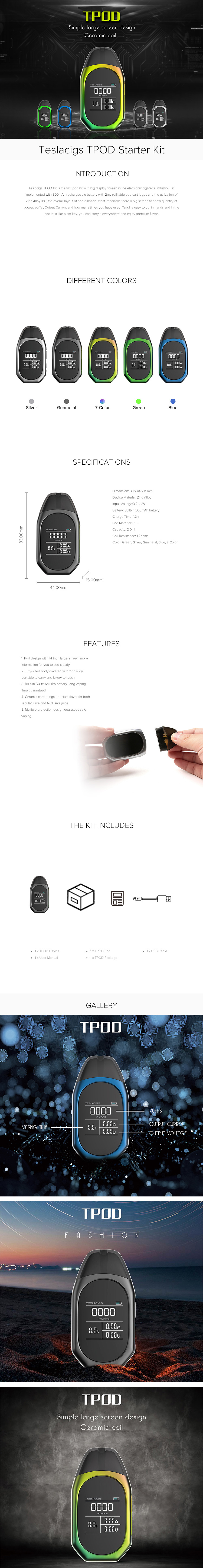 Teslacigs TPOD Pod Vape Kit Teslacigs TPOD Pod Vape Kit