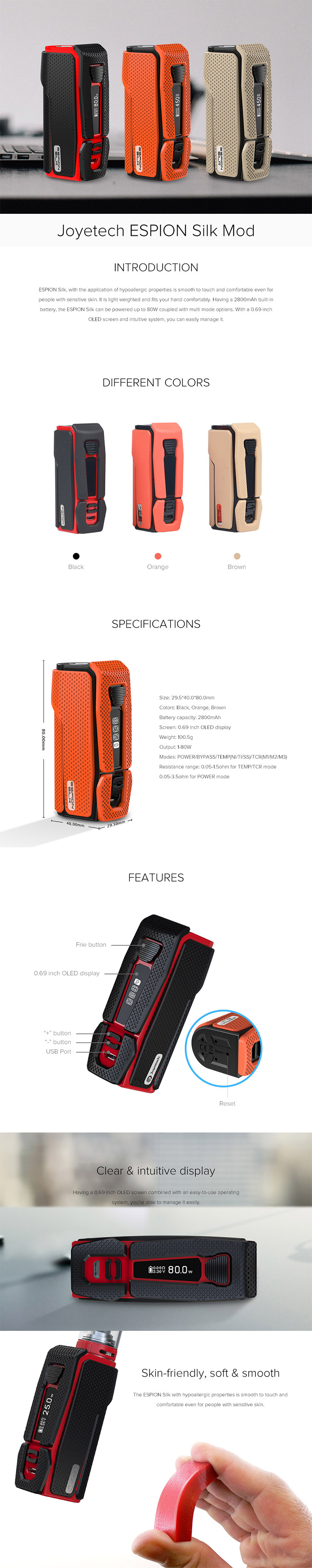 Joyetech Espion Silk 80W TC Box Mod Joyetech Espion Silk 80W TC Box Mod