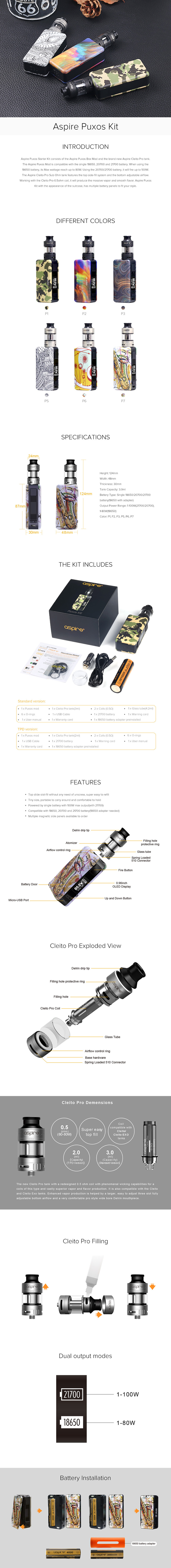 Aspire Puxos Kit Aspire Puxos Kit