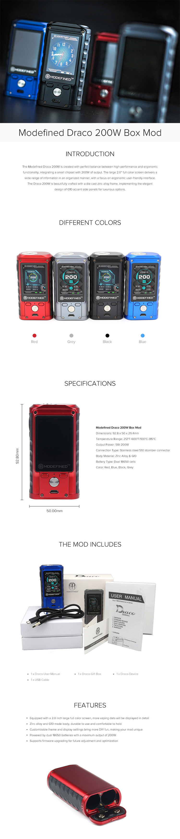 Modefined Draco 200W Box Mod