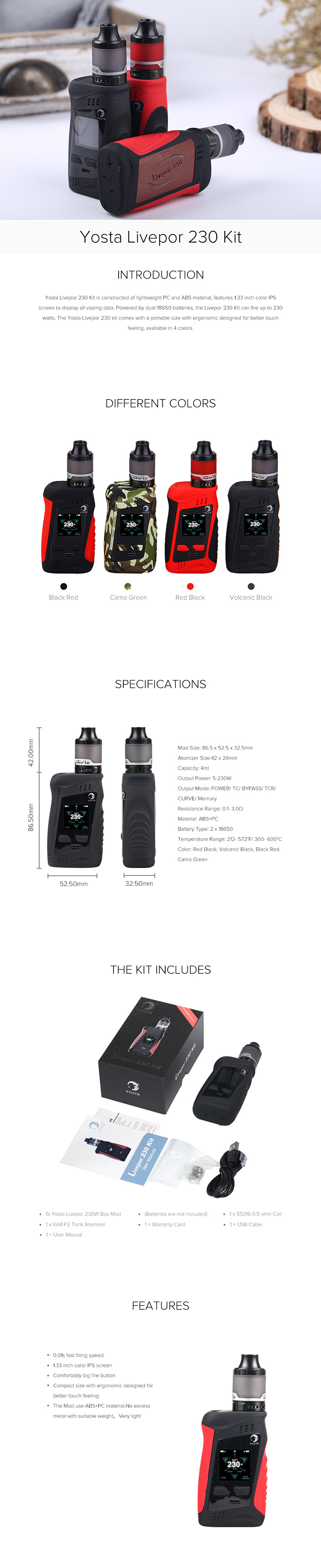 Yosta Livepor 230W Kit Yosta Livepor 230W Kit