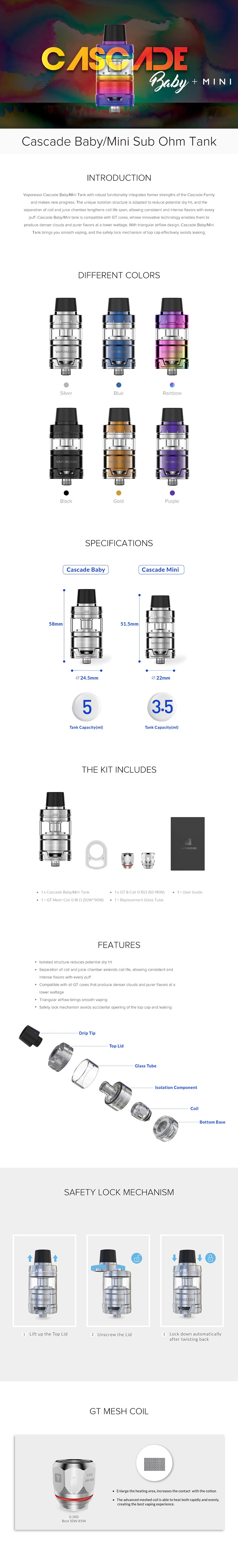 Vaporesso Cascade Baby/Mini Tank Vaporesso Cascade Baby/Mini Tank