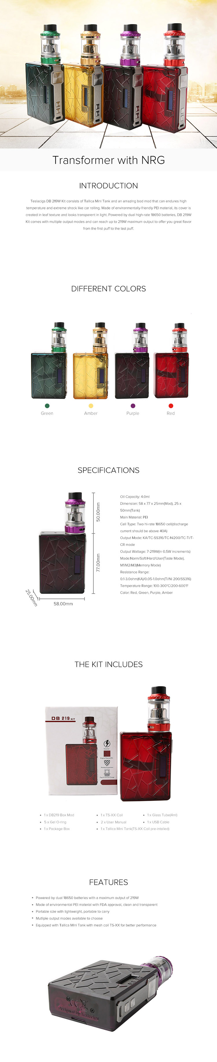 Teslacigs DB 219W Kit Teslacigs DB 219W Kit