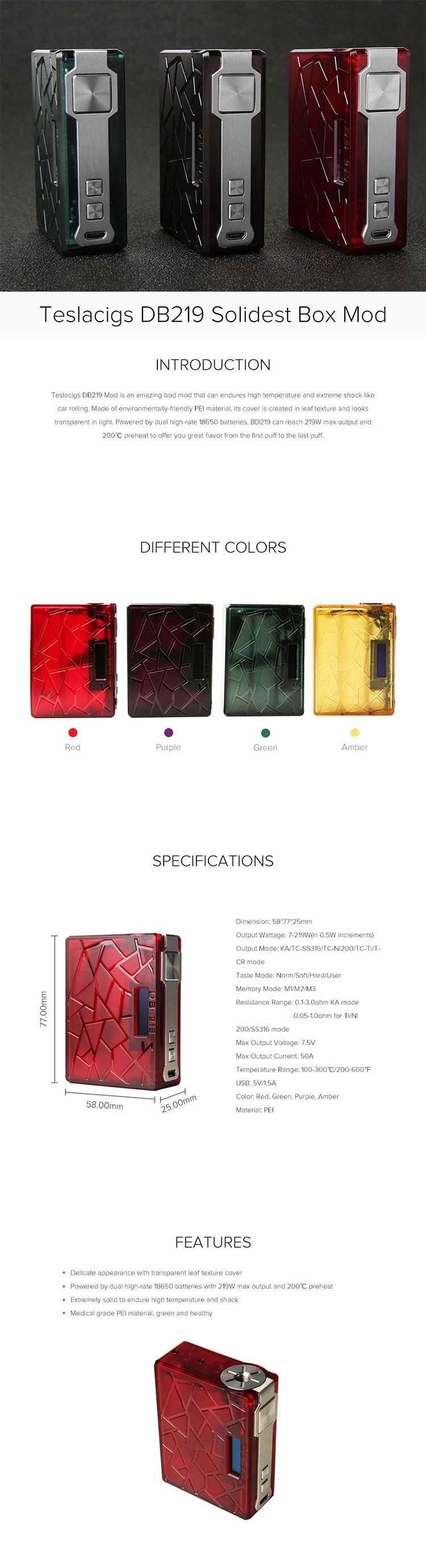 Teslacigs DB 219W Mod Teslacigs DB 219W Mod
