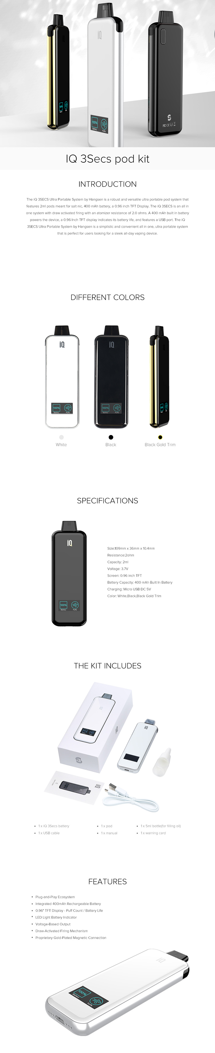 IQ 3Secs pod kit