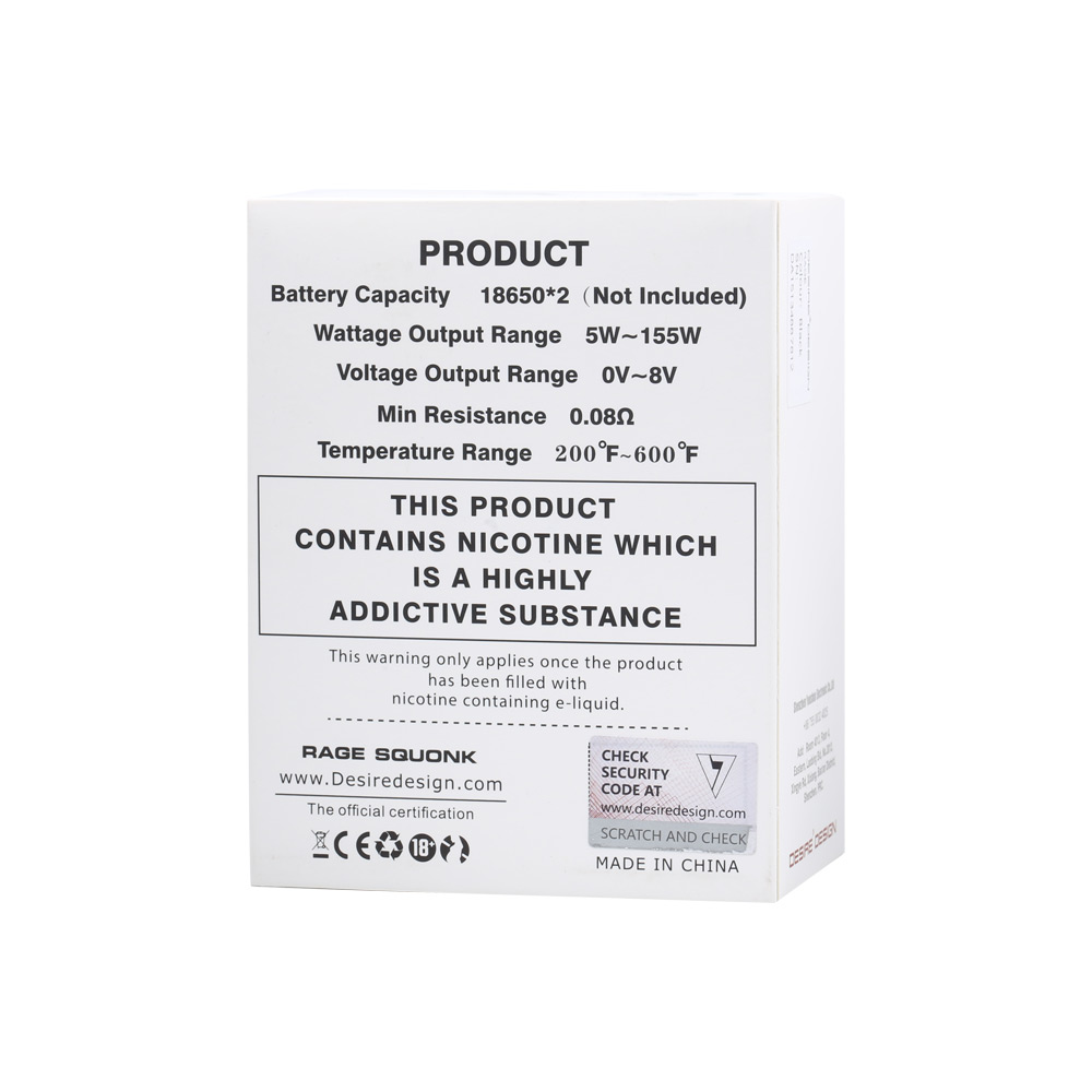 Ohm Boy & Desire Rage 155W TC Squonk Mod