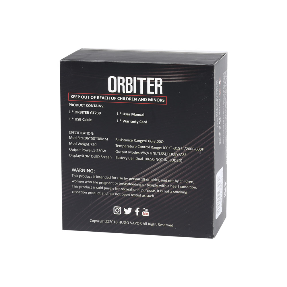 Hugo Vapor Orbiter 230W TC Box Mod