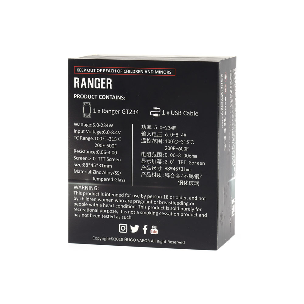 Hugo Vapor Ranger GT234 TC Box Mod