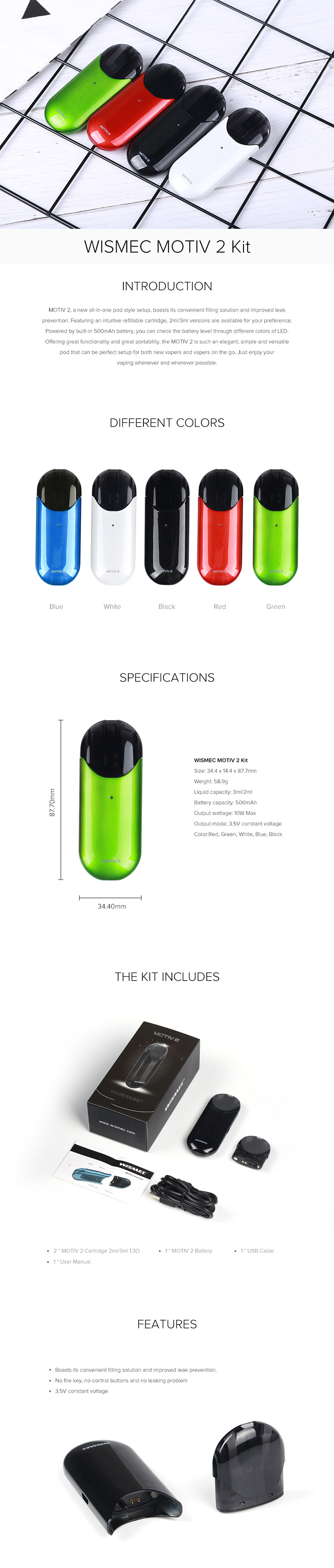 Wismec Motiv 2 Pod System Kit Wismec Motiv 2 Pod System Kit