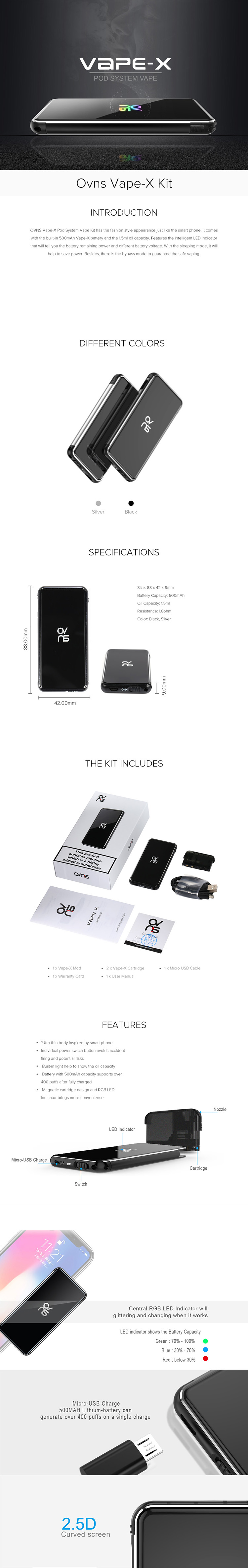 OVNS Vape-X Pod System Vape Kit OVNS Vape-X Pod System Vape Kit