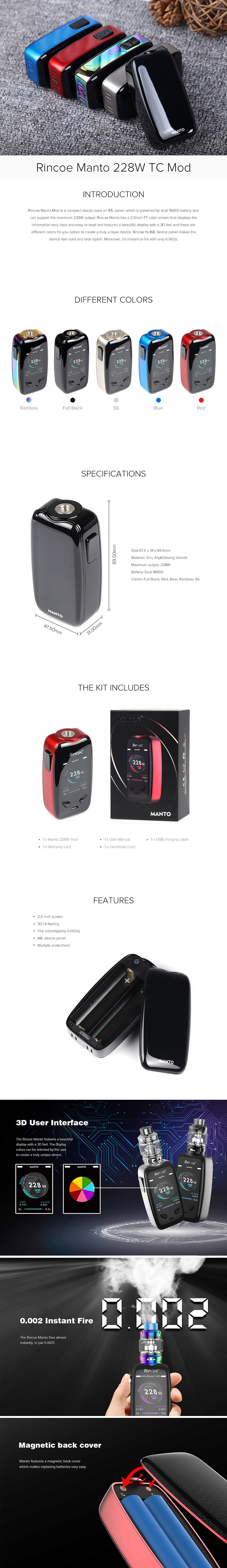 Rincoe Manto 228W TC Mod Rincoe Manto 228W TC Mod