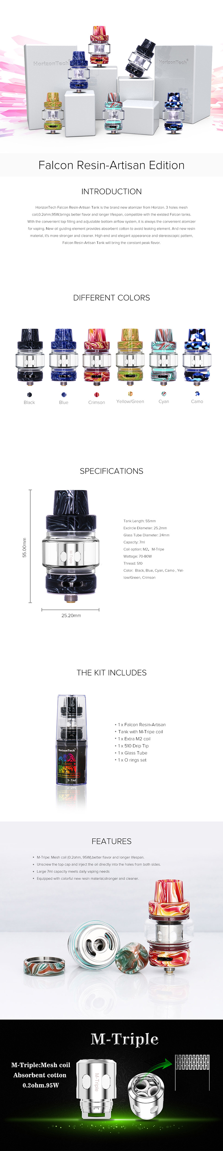 HorizonTech Falcon Sub-Ohm Tank Resin-Artisan Edition