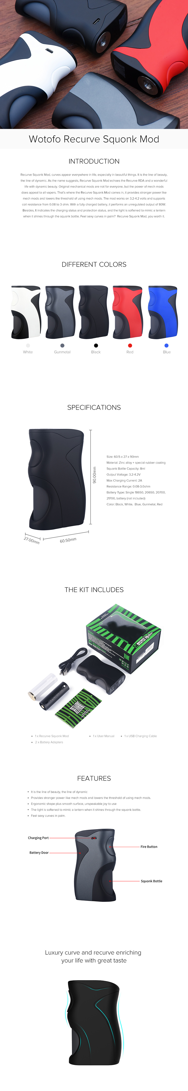 Wotofo Recurve Squonk Mod Wotofo Recurve Squonk Mod