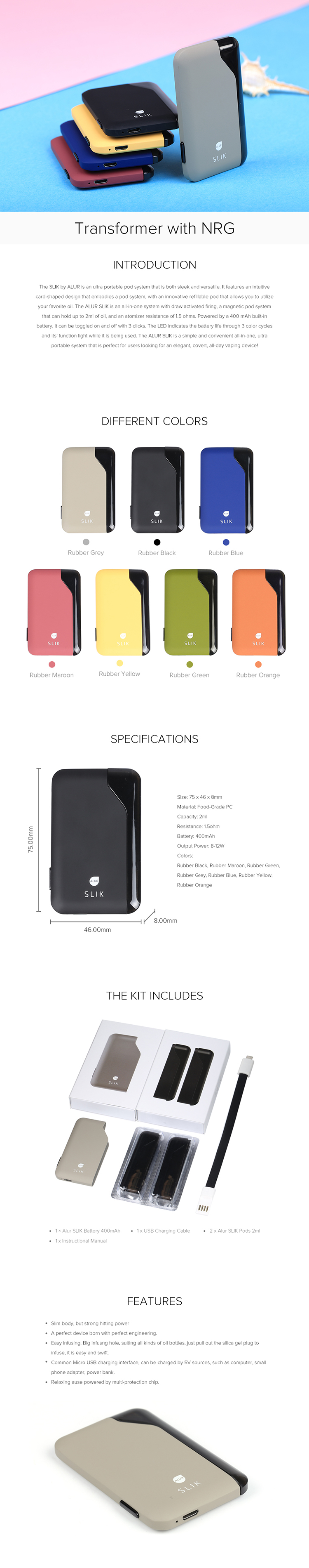 ALUR SLIK Pod System Kit ALUR SLIK Pod System Kit