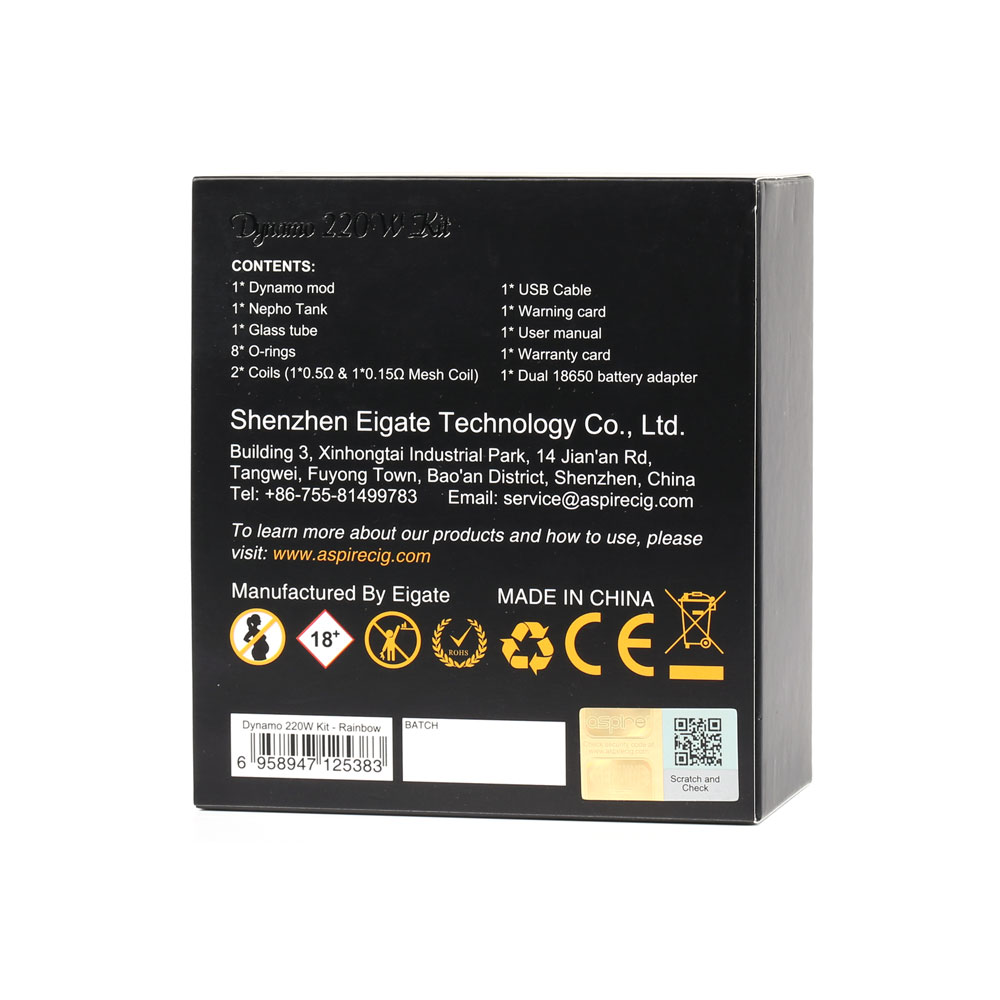 Aspire Dynamo 220W Kit with Nepho Tank