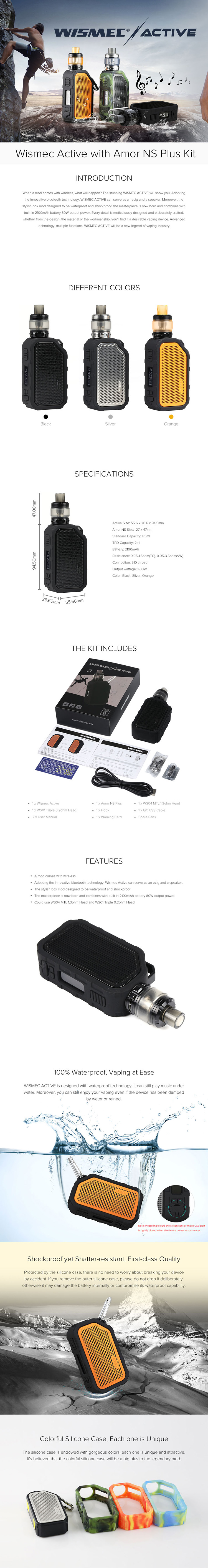 Wismec Active Bluetooth Music Kit 2100mAh Wismec Active Bluetooth Music Kit 2100mAh