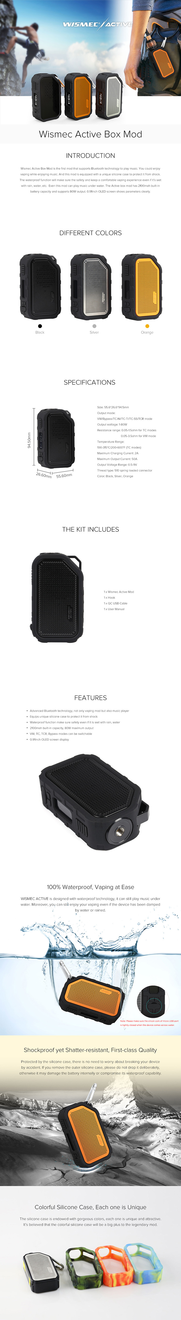 Wismec Active Bluetooth Music Box Mod 2100mAh
