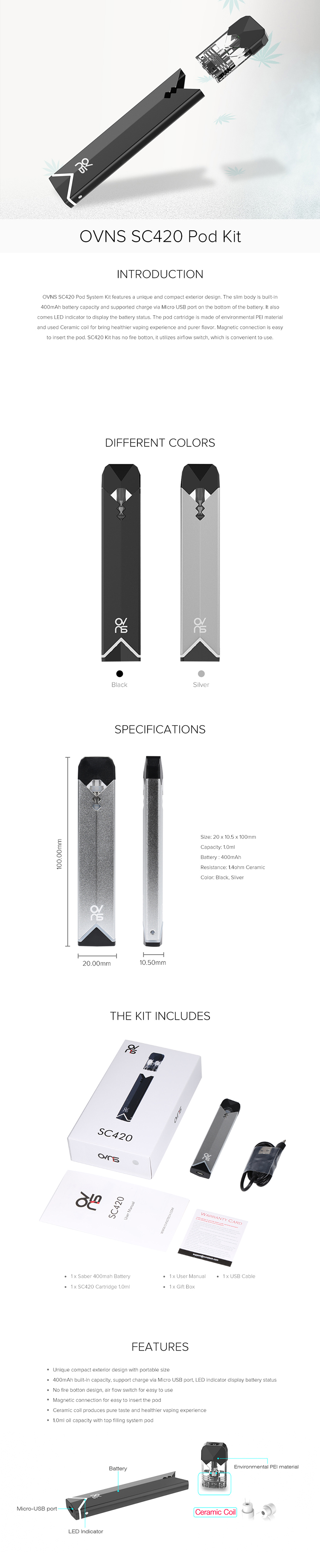 OVNS SC420 Pod System Kit OVNS SC420 Pod System Kit
