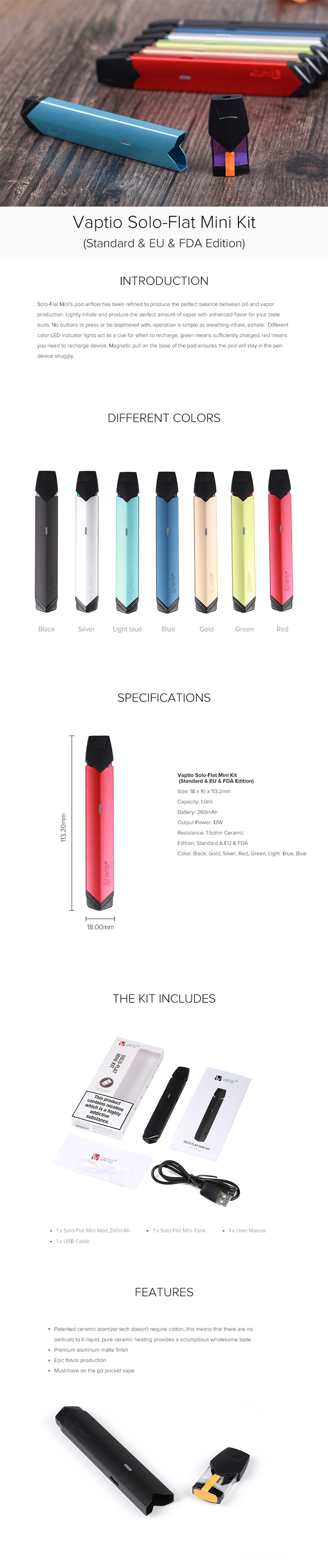 Vaptio Solo-Flat Mini pod kit
