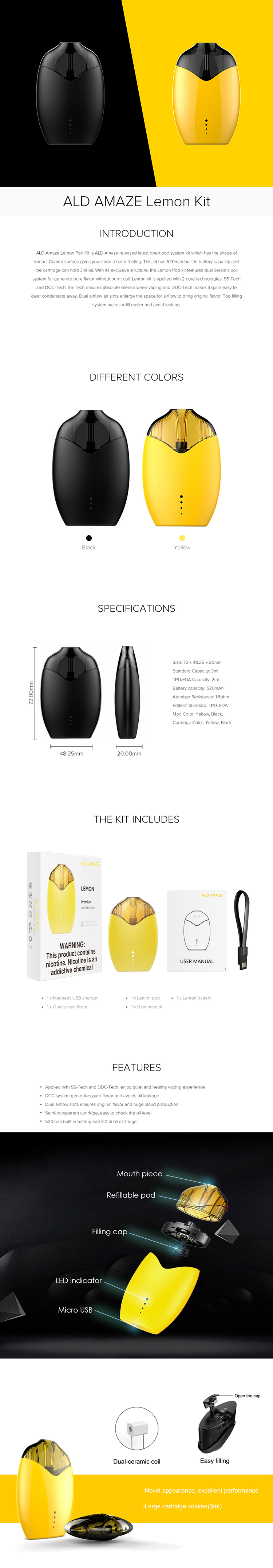 ALD Amaze Lemon Pod Kit ALD Amaze Lemon Pod Kit
